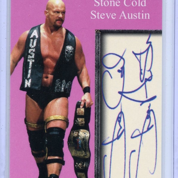 stone cold steve austin - wwe - wrestling facsimile autographed card