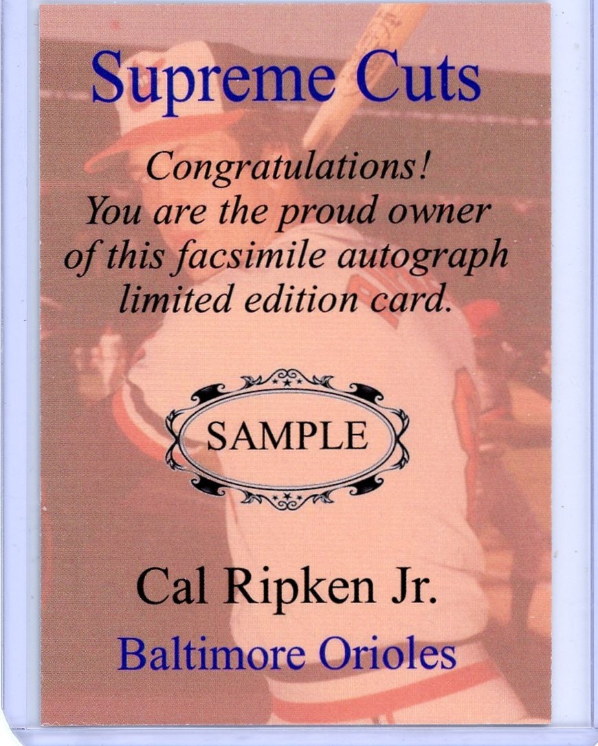 Facsimile Autographed Cal Ripken Jr. Baltimore Orange Reprint