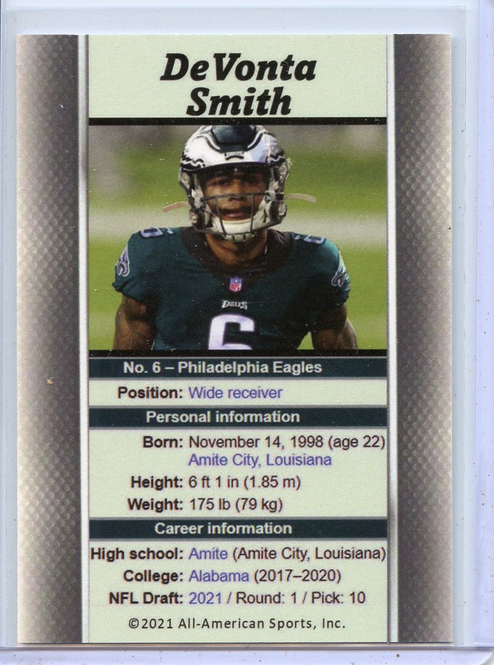 Davonta Smith rookie Philadelphia Eagles First ever NFL Etsy.de