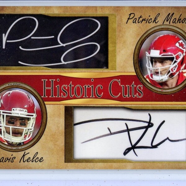 patrick mahomes & travis kelce - 2021 Historic Cuts - Limited Edition - Short Print (only 500 printed) - Series #3