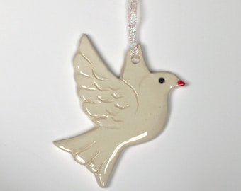 Ceramic white dove hanging ornament