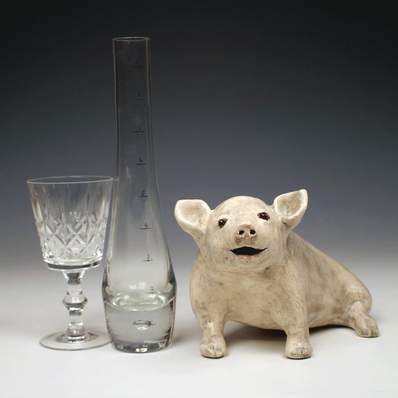 Ceramic Happy Pig Sculpture Taupe Colored Pig Barnyard Etsy