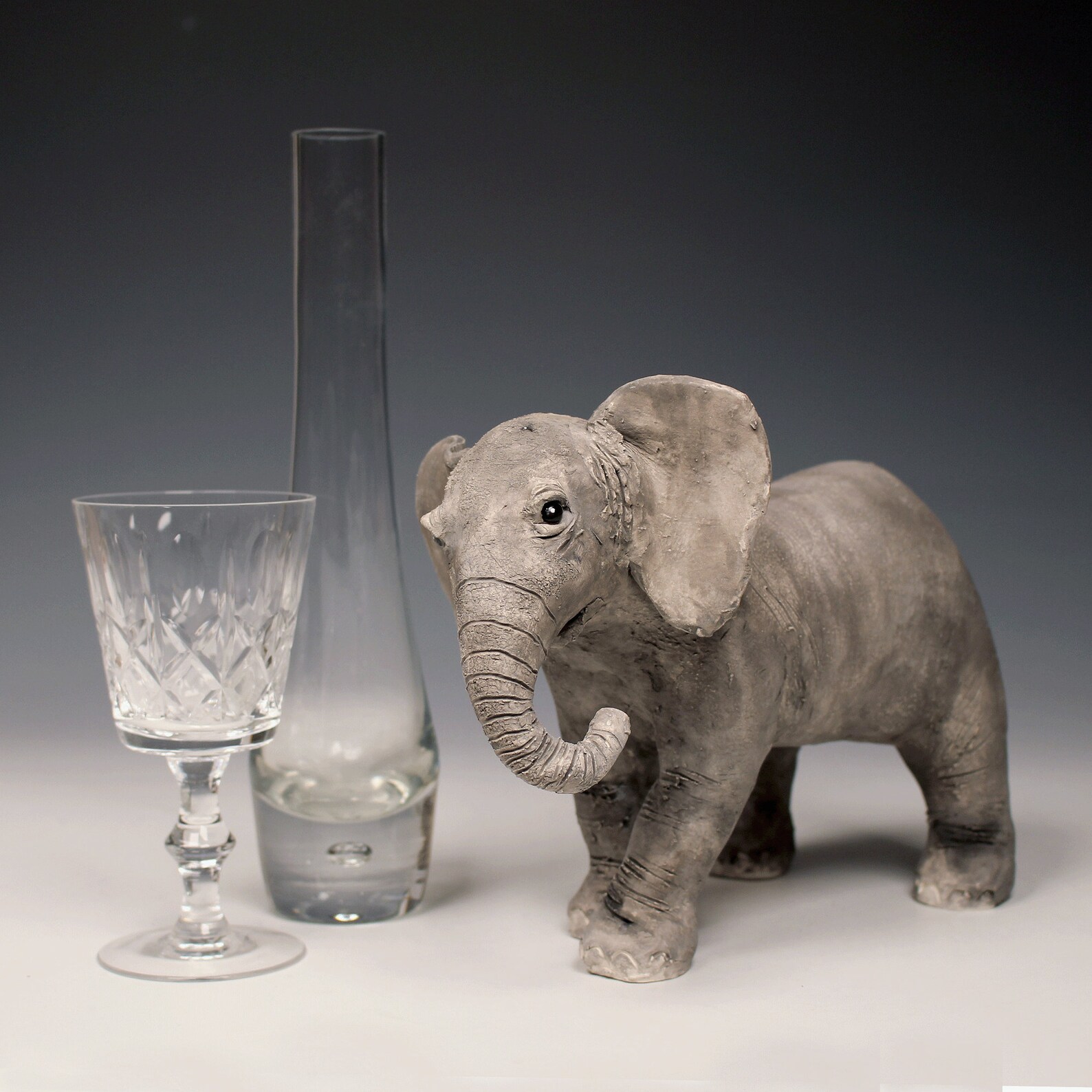 Ceramic Baby Elephant Sculpture Etsy