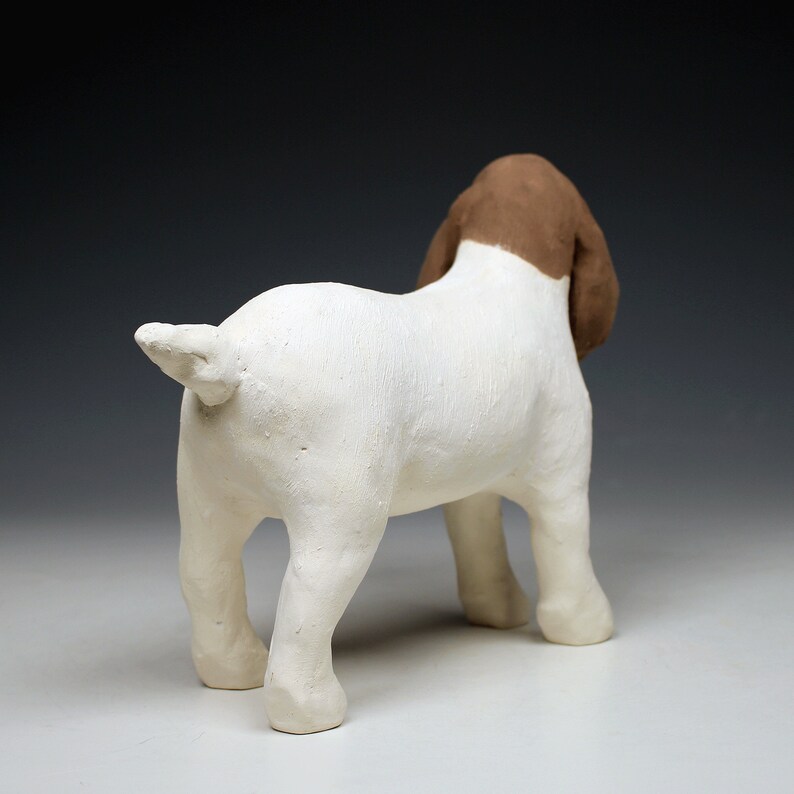 Ceramic Nubian Goat Sculpture, Realistic Brown and White Goat, Ceramic