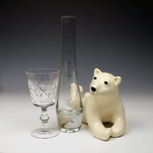 Ceramic polar bear, creamy white, satin crackle glazed, realistic ceramic polar bear sculpture image 10