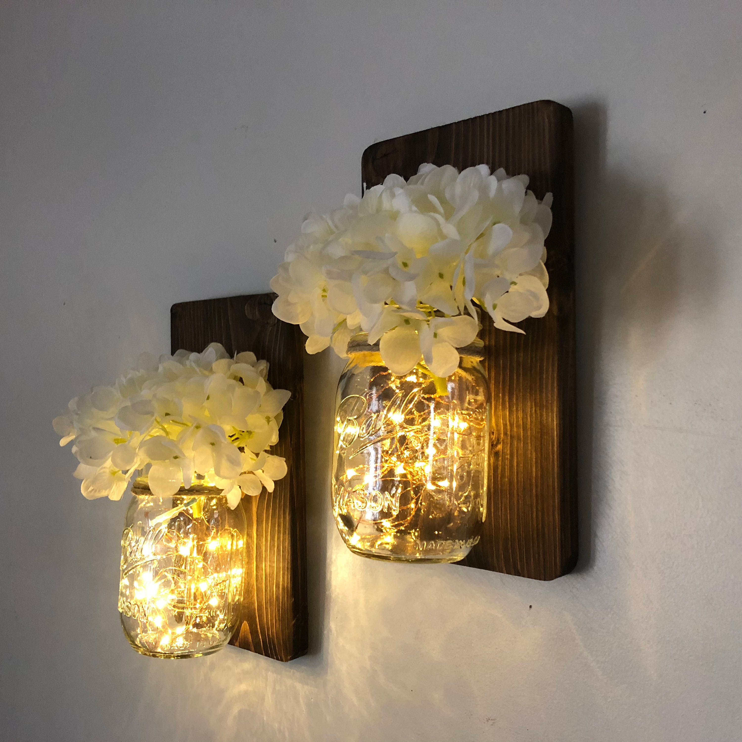 Mason Jar Wall Sconce Mason Jar Wall Decor Mason Jar Decor Etsy