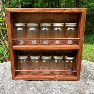 10 Jar Spice Rack, 4 oz Mini Mason Jar Spice Rack, Spice Jar Rack, Wood Spice Rack, Kitchen Storage, Counter Top Spice Rack, 4oz Mason Jars