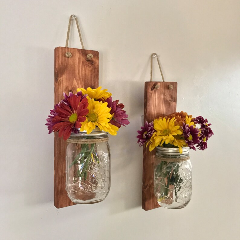 Mason Jar Wall Sconce Mason Jar Sconce With Lights Hanging Etsy