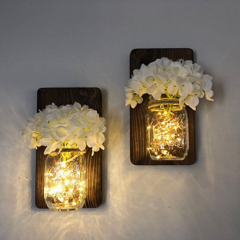 Mason Jar Wall Sconce Mason Jar Wall Decor Mason Jar Decor Etsy