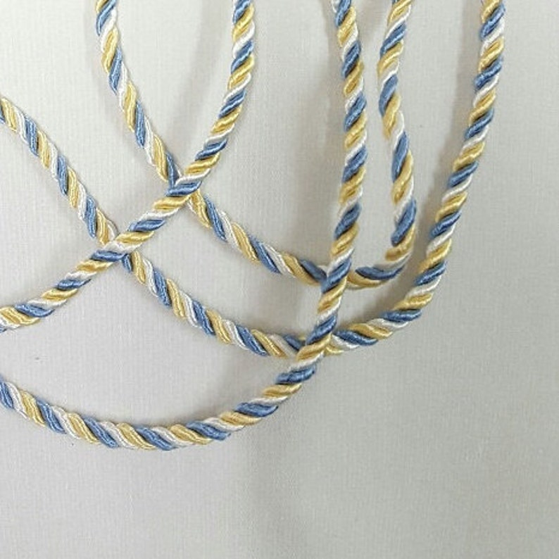 Twisted Cord Trim Mix Colors Blue White and Yellow Etsy