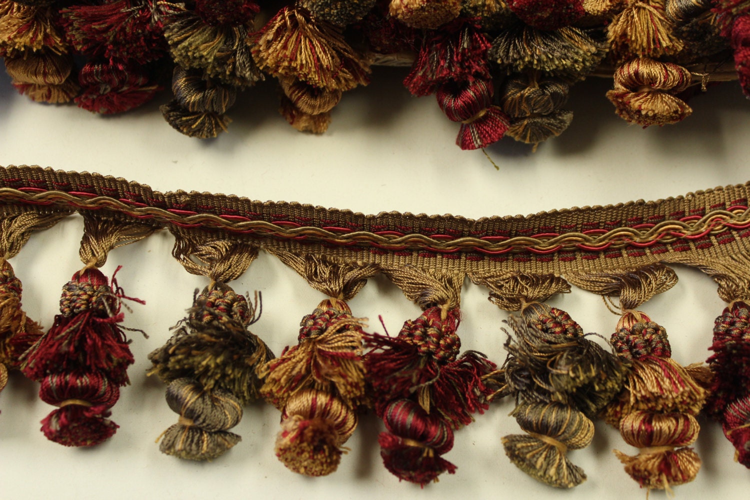 Green Red Gold Tassel Fringe by the yard Decorative Trim 601