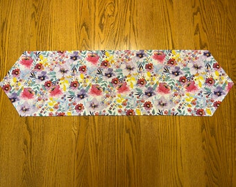 Watercolor Floral - Flowers - Spring - Summer - Long Table Runner - Fast Shipping!