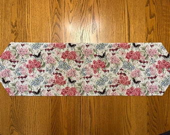 Botanical Gardens - flowers and butterflies - - Table Decoration - Long Table Runner - Ships Fast!