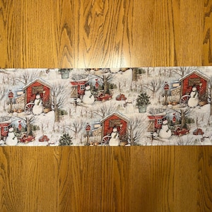 Big Snowman - Birdhouse - Table Decoration - Winter - Christmas - Holiday - Long Table Runner - Fast Shipping!