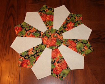 Fall Pumpkins & Gourds - Autumn - Dresden Round Table Runner - Reversible - Ships Fast!