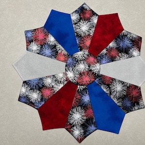 Fireworks - America - Red White Blue - USA - Patriotic - Table Decoration - Dresden Round Table Runner - Ships Fast!
