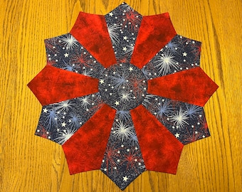 America - Fireworks - Red White Blue - USA - Patriotic - Table Decoration - Dresden Round Table Runner - Reversible - Ships Fast!