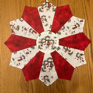 Snowmen Trio - Red - Table Decoration - Winter - Christmas - Holiday- Dresden Round Table Runner - Ships Fast!