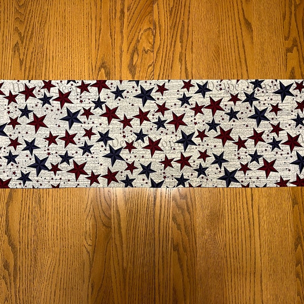 America - Stars - USA - Red White Blue - Patriotic - Table Decoration - Long Table Runner - Reversible - Fast Shipping!