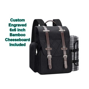 Personalized Luxury Picnic Backpack for 4 | Picnic Basket | Stylish All-in-One Portable Picnic Bag with Complete Cutlery Set
