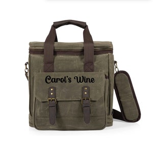 Personalized Distressed Large 6 Wine Tote , Insulated cooler, gift for wine tasting, picnic gift, wine bottle carrier, gifts for wine lovers
