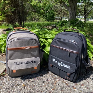 Personalized Picnic Backpack for 4 Person with Blanket Picnic Basket Set with Insulated Cooler Wine Pouch for Family Couples