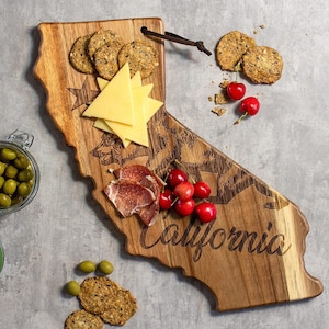 California CUSTOM State Shaped Cutting Board and Charcuterie-Gifts For Her/Him-Housewarming Gift-Custom Gifts For Family/Friends