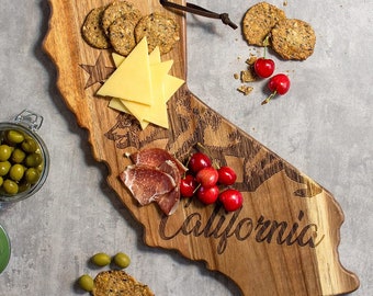 California CUSTOM State Shaped Cutting Board and Charcuterie-Gifts For Her/Him-Housewarming Gift-Custom Gifts For Family/Friends