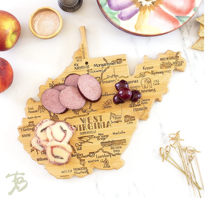 West Virginia CUSTOM State Shaped Cutting Board and Charcuterie-Gifts For Her/Him-Housewarming Gift-Custom Gifts For Family/Friends image 1