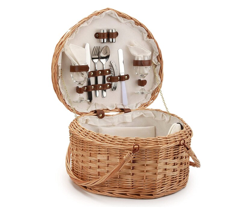 Personalized Heart Picnic Basket Engraved Custom Personalized Etsy