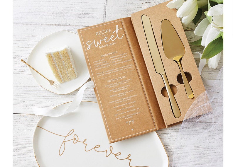 Engraved Wedding Cake Server Gift Box Set, Gift For Wedding, Gift For Bride, Newlyweds, Anniversary Gift, Wedding Shower Gift image 1
