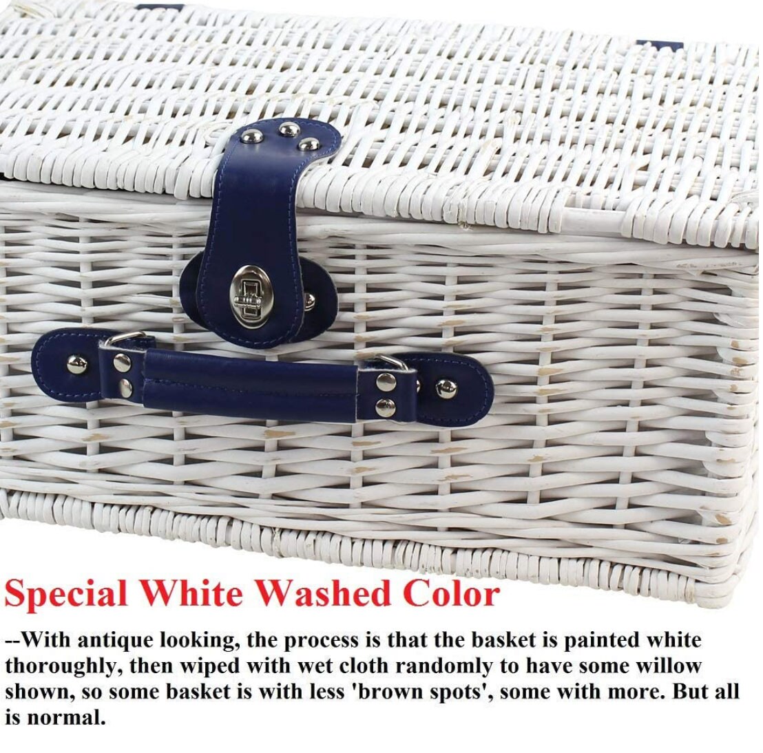 Personalized Romantic Wicker Picnic Basket for 4 or 2 People, White ...