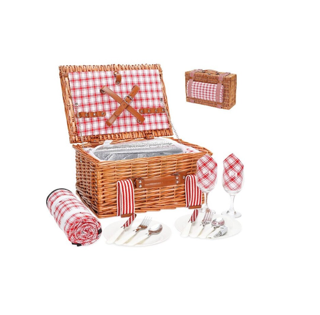 Personalized Willow Picnic Basket Set for 2 People With Etsy