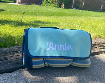 Personalized Blanket Travel Tote Beach Blanket Camping Picnic Blanket Portable Family Blanket Tailgating Stadium Name Blanket