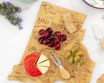 Rhode Island CUSTOM State Shaped Cutting Board and Charcuterie-Gifts For Her/Him-Housewarming Gift-Custom Gifts For Family/Friends