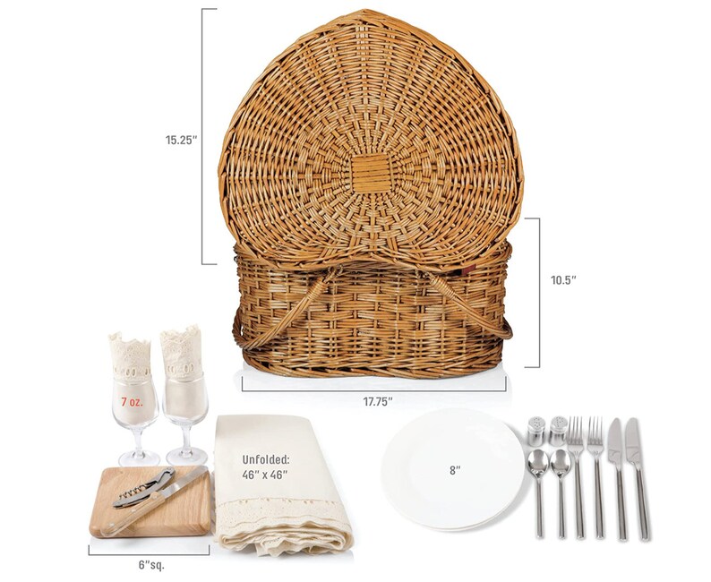 Personalized Heart Picnic Basket Engraved Custom Personalized Etsy