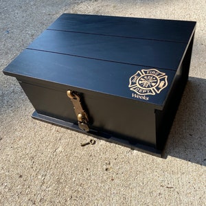 Firefighter Personalized Wood Keepsake Box With Lock, Engraved for ...