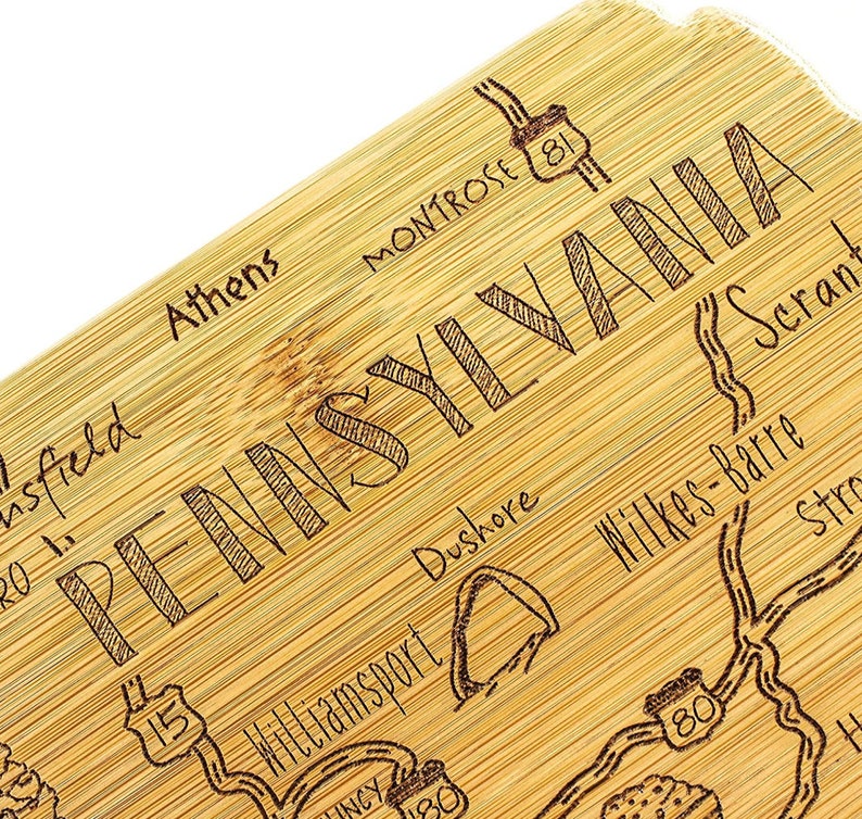 Pennsylvania CUSTOM State Shaped Cutting Board and Charcuterie-Gifts For Her/Him-Housewarming Gift-Custom Gifts For Family/Friends image 5