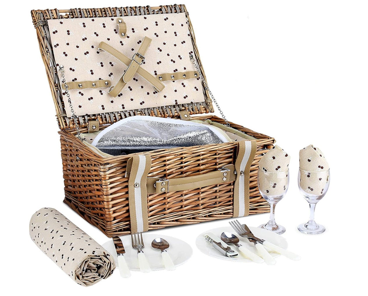 Personalized Willow Picnic Basket Set for 2 or 4 Persons With ...