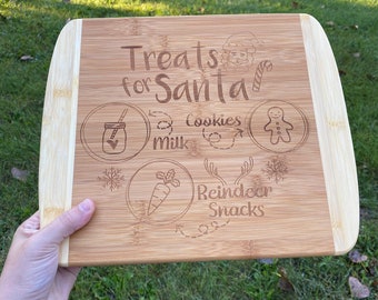 Personalized Holiday Treats For Santa Board, Christmas Gift Idea, Laser Engraved, Cutting Board