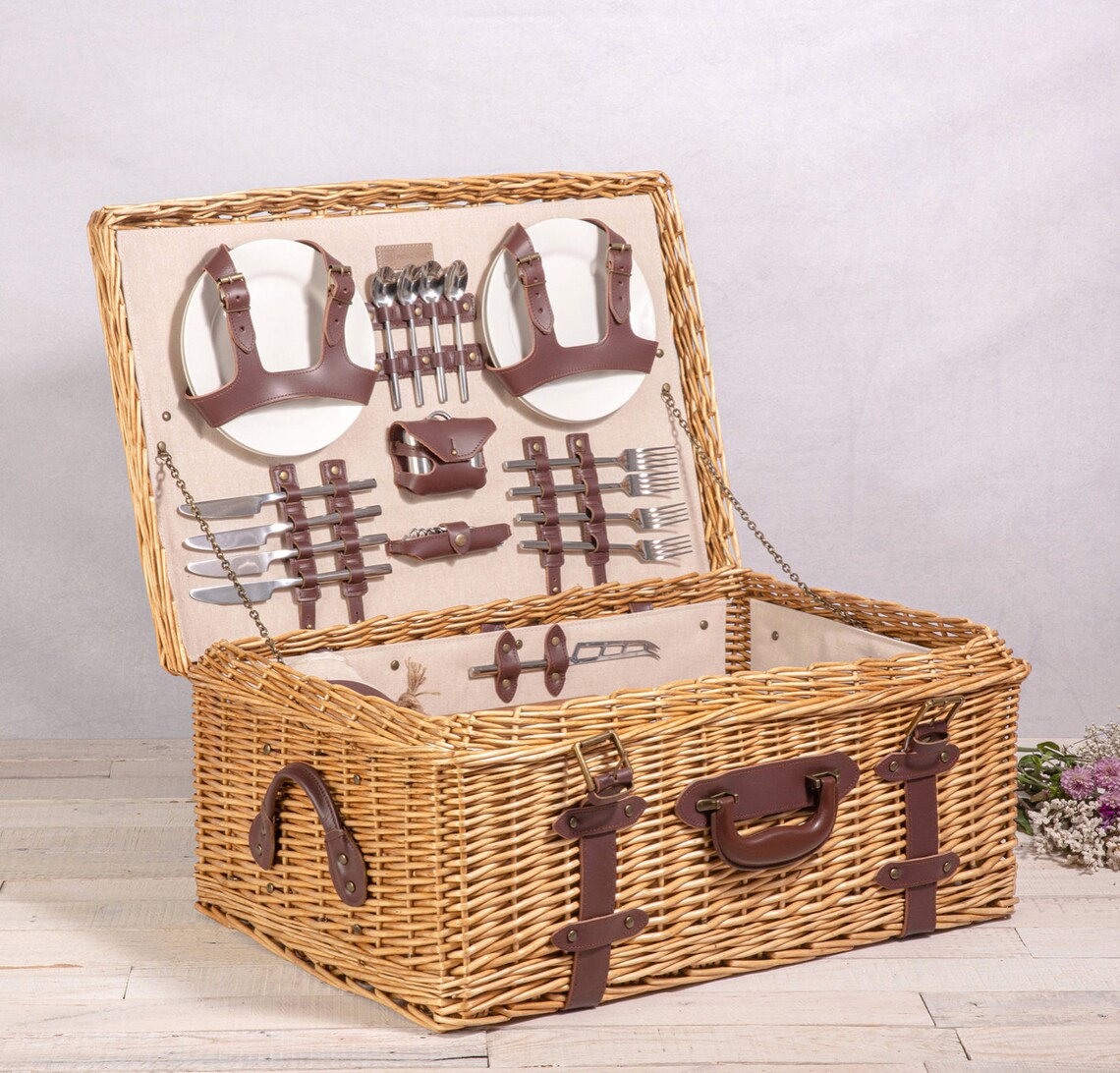 Personalized Picnic Basket for Four Custom With Engraved Etsy