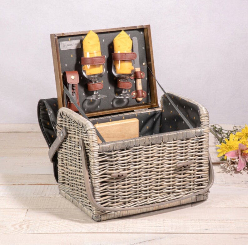 Personalized Picnic Basket for Two With Engraved Monogrammed Etsy