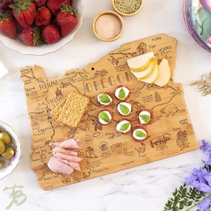 Oregon CUSTOM State Shaped Cutting Board and Charcuterie-Gifts For Her/Him-Housewarming Gift-Custom Gifts For Family/Friends