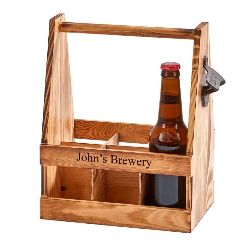 Personalized Beer Caddy Engraved Beverage Caddy Wooden Beer Etsy