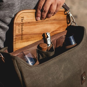 Personalized Wine Cheese Portable Adventure Picnic Set Personalized Cheese Board Corkscrew Cheese Picnics Backpacking Wine Glasses