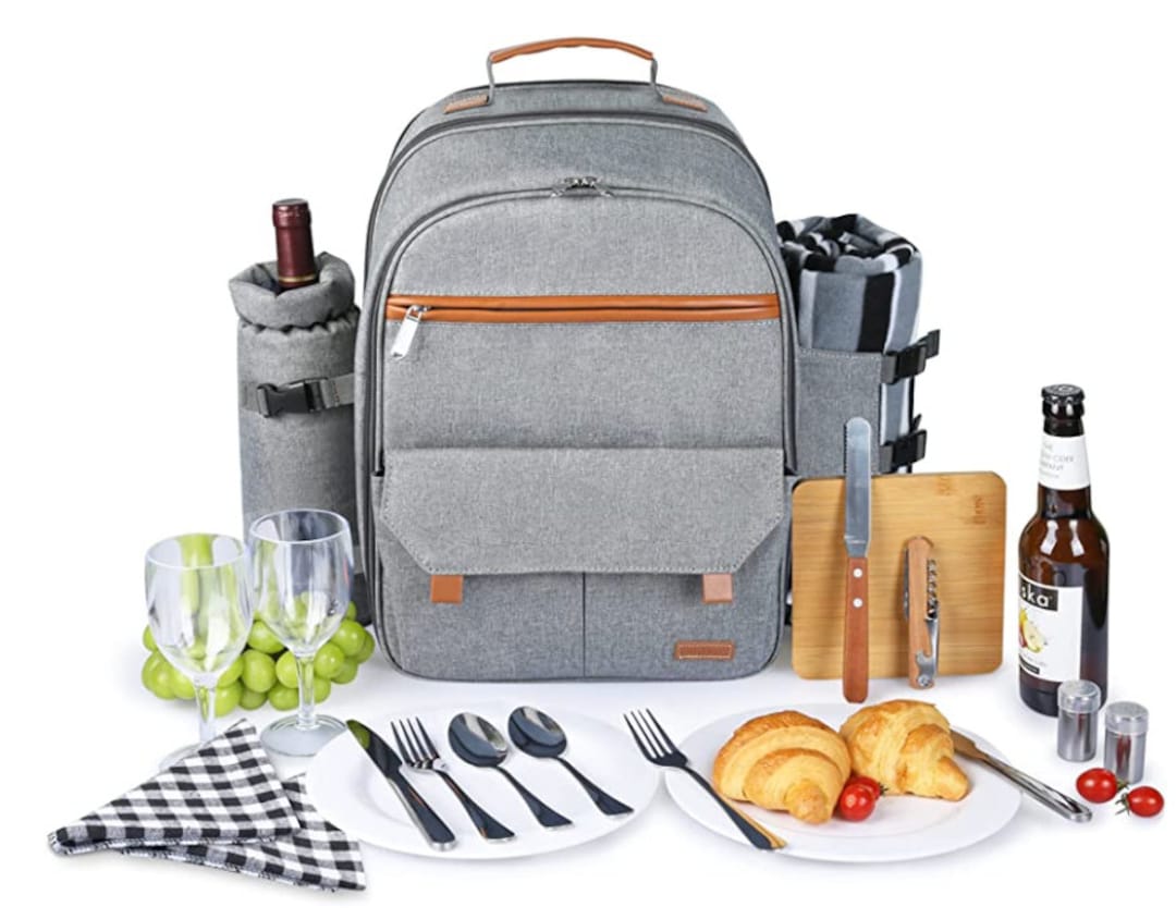 Engraved Insulated Picnic Backpack for 2 Person Bag With Cooler