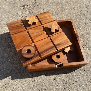 Customized Large Wooden Tic Tac Toe-Coffee Table Decor, Brain Teaser for Adults, Unique Gifts for Kids, Classic Board Games for Family