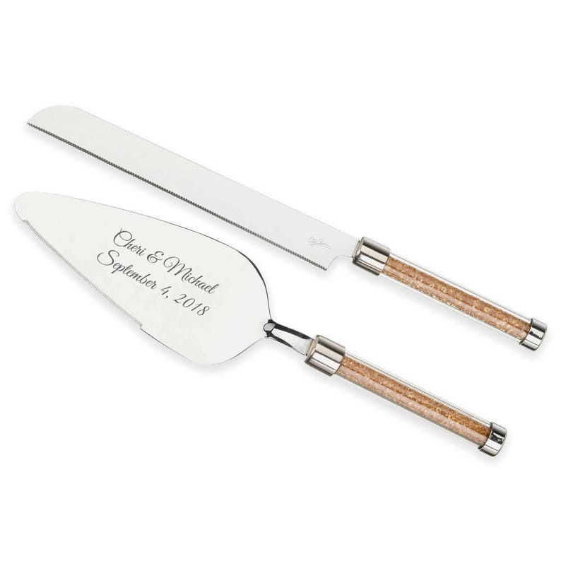 Engraved Wedding Cake Server and Knife Personalized Set Etsy