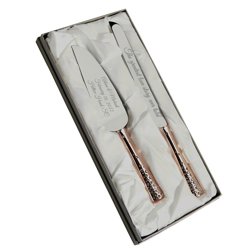 Engraved Rose Gold Galaxy Cake Serving Set With Personalized Etsy