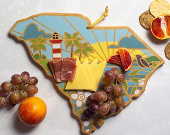 South Carolina CUSTOM State Shaped Cutting Board and Charcuterie-Gifts For Her/Him-Housewarming Gift-Custom Gifts For Family/Friends